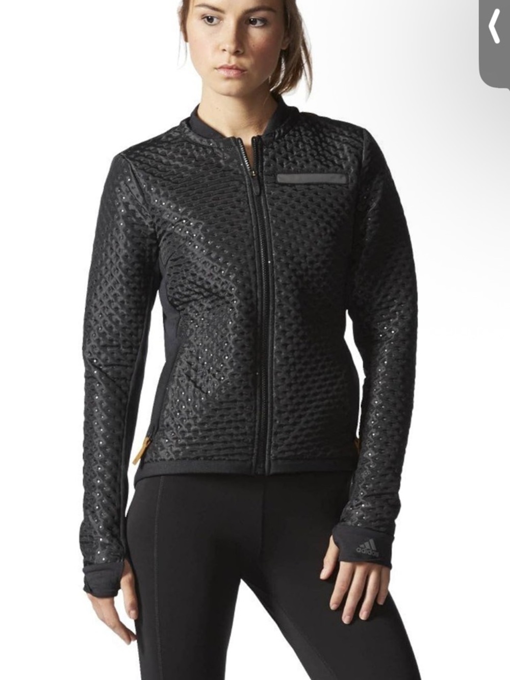 Adidas Adistar Black Swiss Dot Wuilted Quilted Zip-Front Women's Jacket